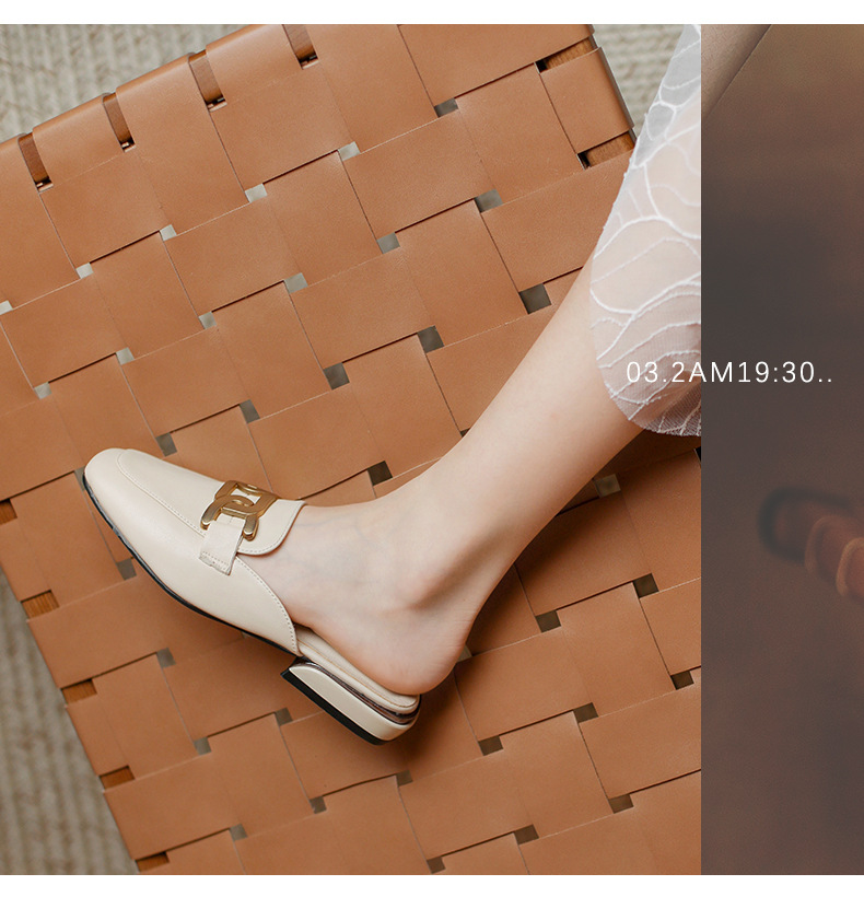 2022 neue Hausschuhe für Damen, Sommer-Oberbekleidung, modische quadratische Zehenpartie, britische Damenschuhe in Übergröße, Sandalen mit klobigem Absatz, Faulenzer, faule Schuhe_voghion.com