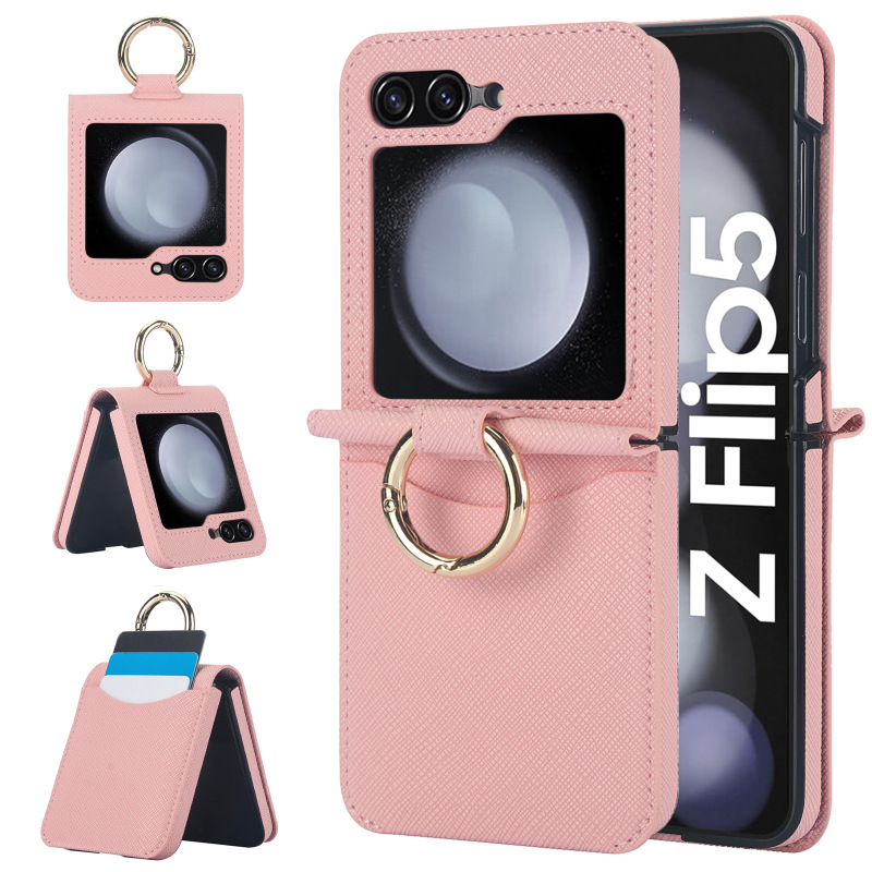 Suitable for new folding Z FLIP6 phone case card puraX phone leather case women's cross pattern protective case Suitable for new folding Z FLIP6 phone case card puraX phone leather case women's cross pattern protective case
