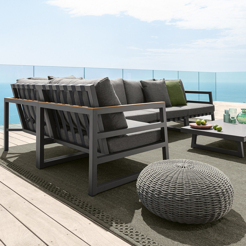 Sofá de aluminio para exteriores, muebles de ocio para balcón y patio, sala de estar en la terraza, conjunto de sillas mecedoras resistentes a la lluvia y al sol. image 3