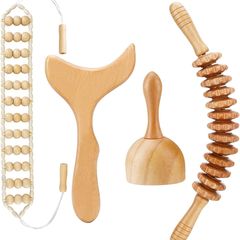 Cedar wood massage roller, scraping board, Swedish wood therapy massage cup, mushroom head massage tool, massage set