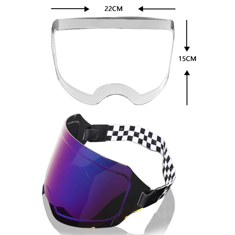 Orz-729 Correa gafas motocicleta casco burbuja espejo 3/4 retro medio casco verano casco cuatro estaciones estilo transparente