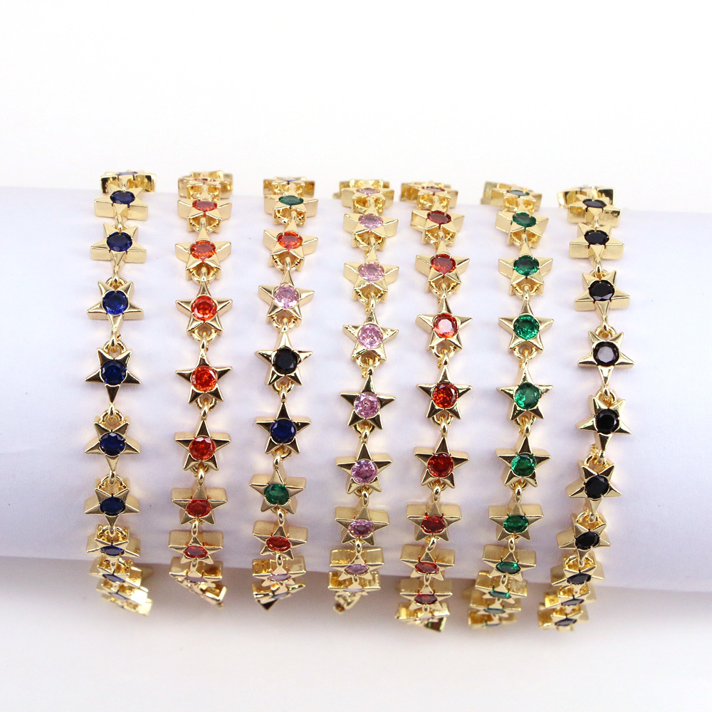 Fashion Heart Shape Copper Bracelets Gold Plated Zircon Copper Bracelets