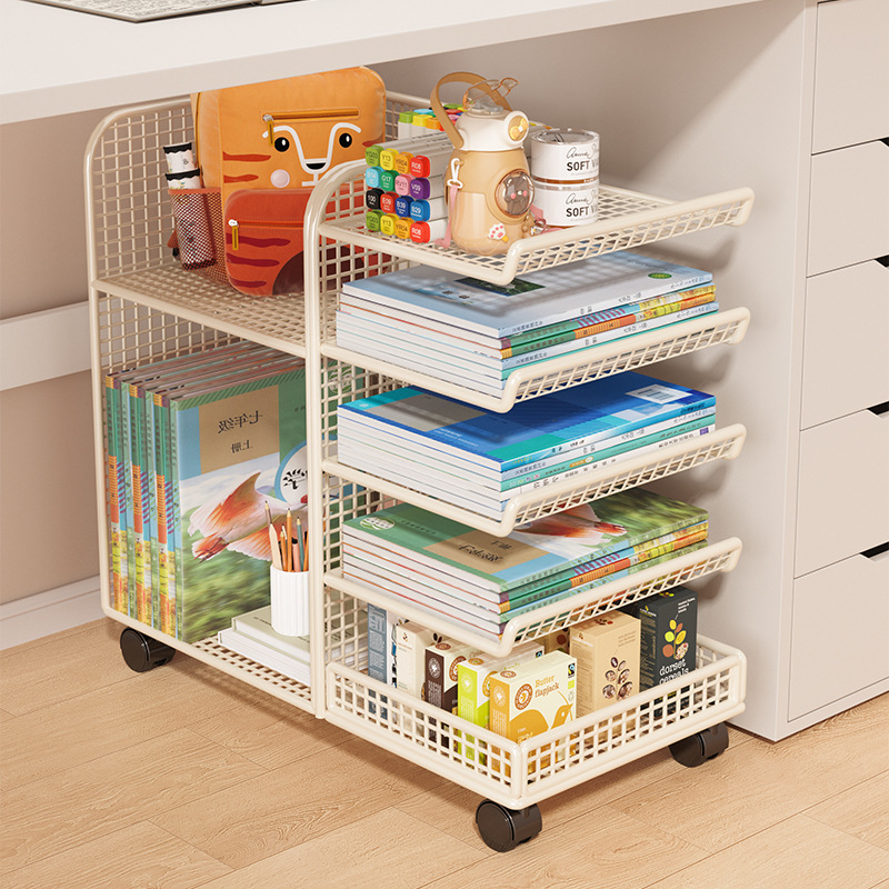书包置物架书本移动小推车桌下收纳书架带轮落地桌边放包神器
