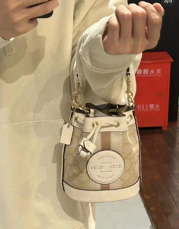 寇家c家高品质新款女包DEMPSEY抽绳水桶包经典标志手提包老花单肩|undefined