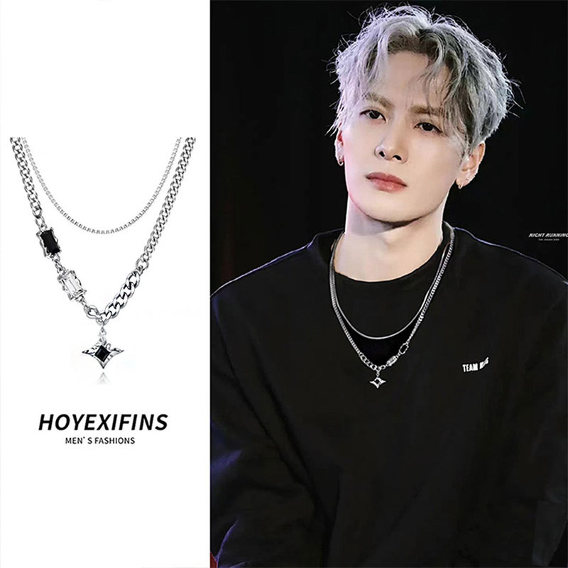Titanium Steel Necklace Mang Star Double-layer Necklace Men's Light Luxury Niche Design Sense Hip-hop Style Couple Men's and Women's Collarbone Chain