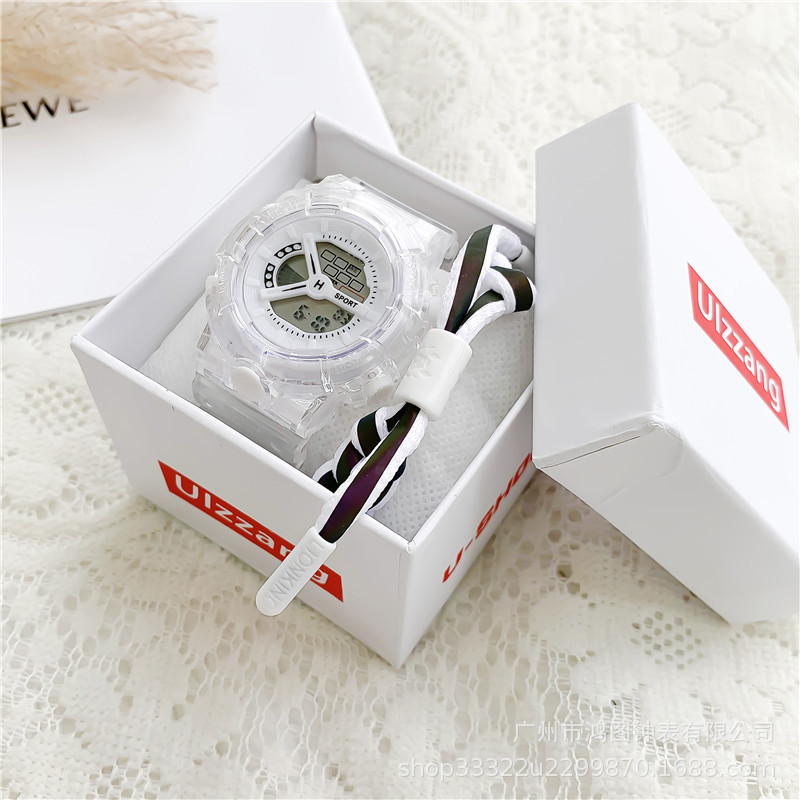 2023 Nuevo reloj azul neblina reloj electrónico transparente unicornio impermeable multifuncional para hombres y mujeres para estudiantes de secundaria y preparatoria