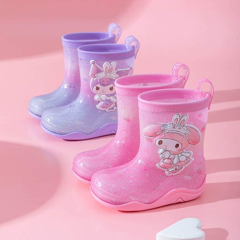 Детские непромокаемые сапоги Sanrio Kuromi на шнурке, милые нескользящие детские студенческие водные сапоги Melody для девочек