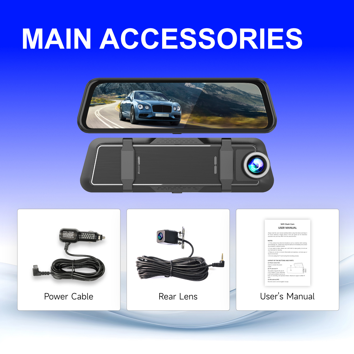 Dual-lens 10inch full-screen carplay night vision metal casing streaming rearview mirror dashcam
