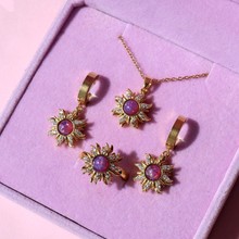 可旋转澳宝戒指解压项链欧美多巴胺芭比项链蛋白石跨境锆石星星吊