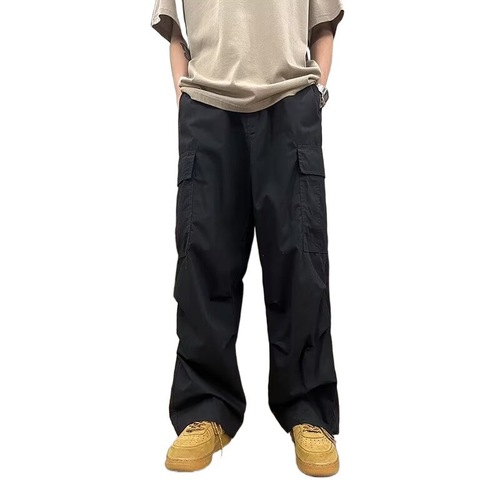 American-style cargo pants for men, spring/summer edition—Japanese retro-inspired streetwear brand, casual straight-leg long pants perfect for taller figures.
