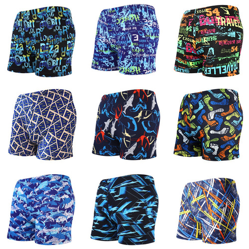 Men's Large Size 180 Pounds Loose Quick-Dry Embarrassment-Free Swim Shorts with Fashion Patterns Adult Swim Shorts Wholesale