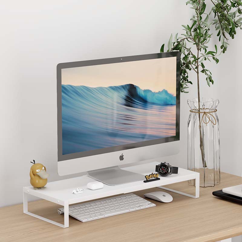 Organizador de almacenamiento minimalista para escritorio de dormitorio con soporte elevado para computadora, estante elevador para monitor de oficina sin instalación.