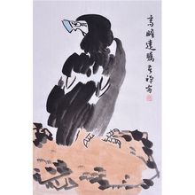 李苦禅作品纯手绘国画字画写意鹰客厅装饰画挂画古玩送礼高瞻远瞩