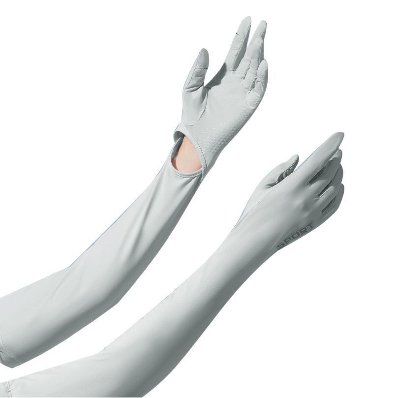 Estilo explosivo transfronterizo lindo todo fósforo protector solar mangas de seda de hielo estilo fino de verano al aire libre guantes largos mangas de hielo al por mayor