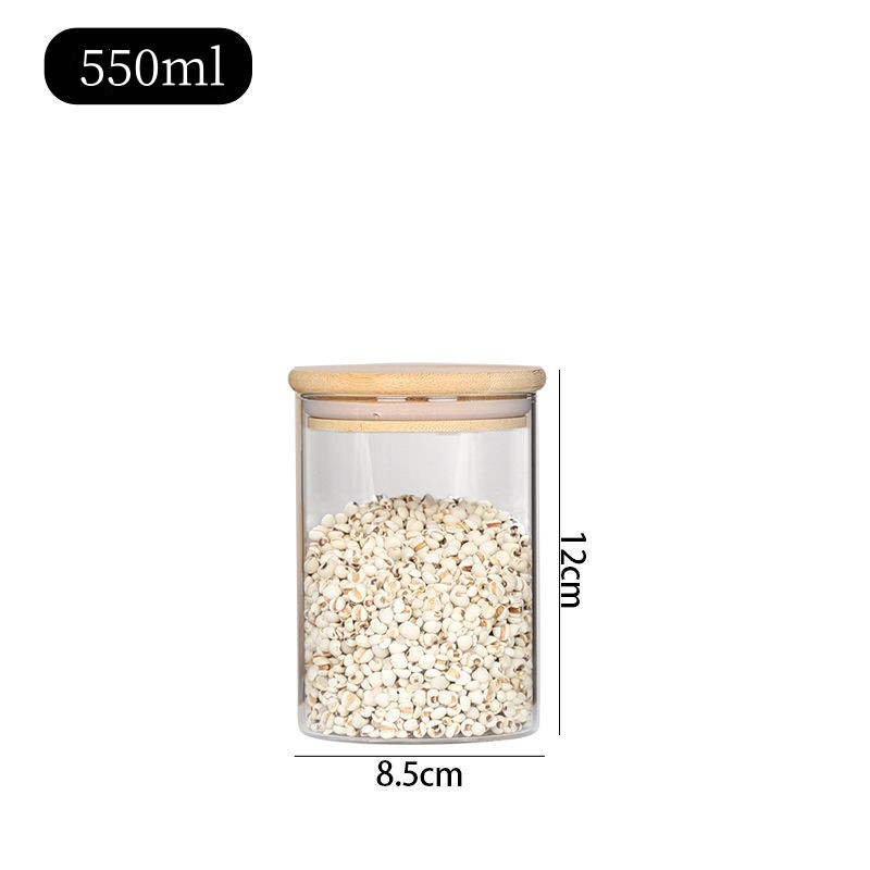 Tanque de sellado de vidrio transparente de alto borosilicato con tapa de granos granos granos de café lata de almacenamiento de vidrio lata de té impresa logotipo