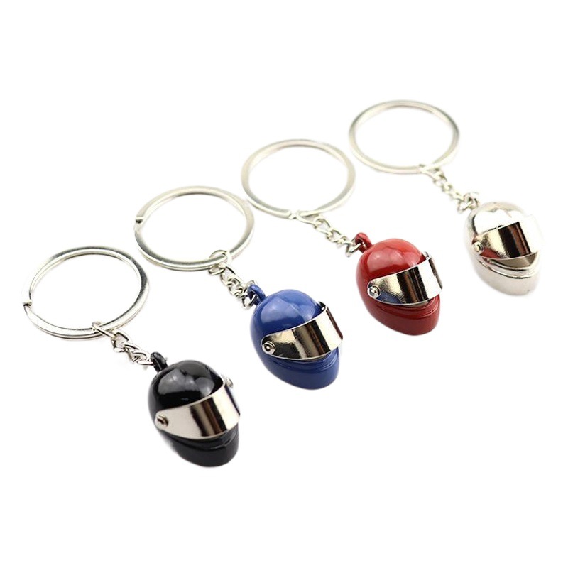 Personalizada motocicleta casco pequeño regalo llavero creativo coche publicidad coche llavero colgante