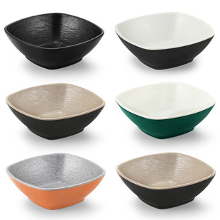 melamine small bowl square bowl rice bowl commercial tableware hot pot restaurant soup bowl restaurant fall-resistant two-color square bowl breakfast porridge bowl