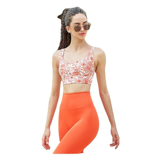 Foreign trade export cross-border good-looking printed beauty vest yoga wear for women with chest pad sports bra fitness underwear shockproof