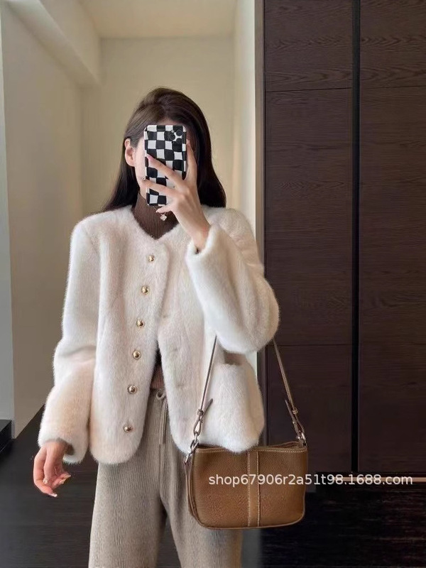 奶呼呼～保暖毛绒绒仿貂绒皮草外套厚大衣女2025秋冬新款602773|undefined