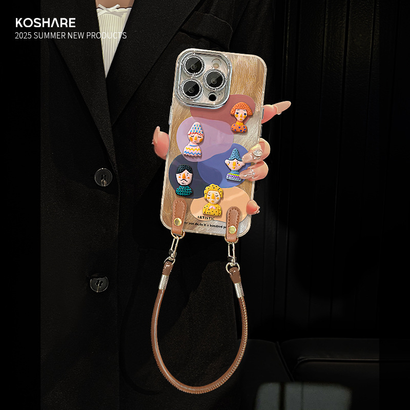 多巴胺公仔挂绳适用苹果16promax手机壳iphone17羽纱15高级感14女|undefined