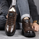 Новые зимние мужские туфли из натуральной кожи, шерсти, хлопка, теплые плюс бархат и утолщенный мех, универсальная повседневная мужская обувь в северо-восточном стиле