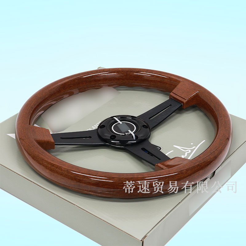 Factory direct car modification universal ABS imitation mahogany steering wheel 14 inch 350mm flat retro steering wheel