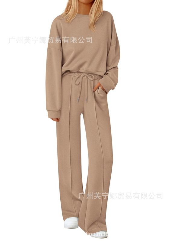 2025秋冬欧美跨境亚马逊temu速卖通新款宽松纯色长袖长裤两件套装|undefined