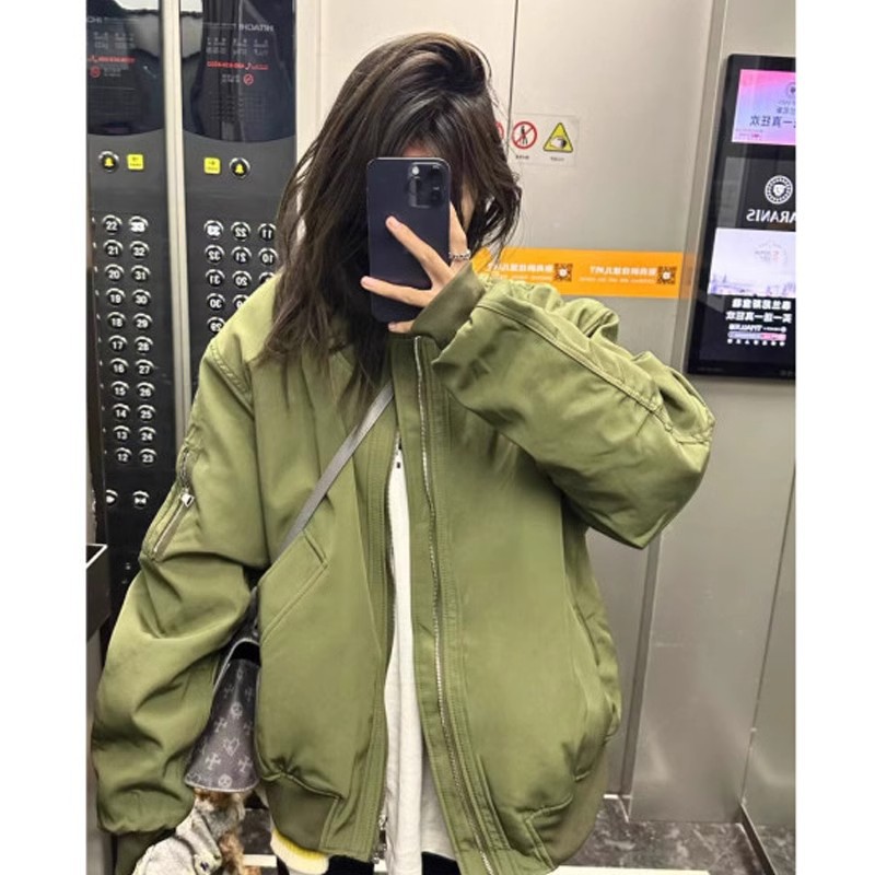 2025秋冬新款飞行服夹克外套女秋冬季美式设计感vintage高街棒球