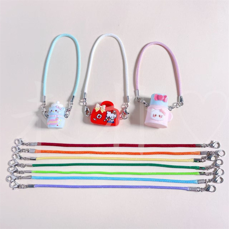 2 ミリメートルカラーワックスロープブレスレットダブルヘッドロブスタークラスプストラップ diy アクセサリーシミュレーションミニスクールバッグウォーターカップペンダントロープバックル|undefined