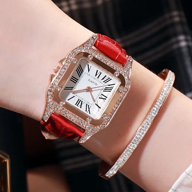 Cuadrado de moda casual elegante cuarzo reloj de mujer TikTok Net rojo mismo estilo reloj para mujeres y estudiantes estilo coreano simple
