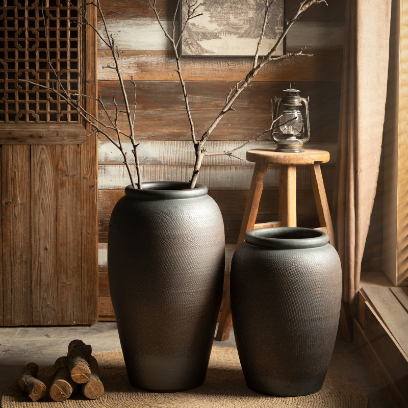 Jingdezhen 바닥 세라믹 꽃병 현대 간단한 도자기 항아리 홈 거실 호텔 말린 꽃 꽃 장식
