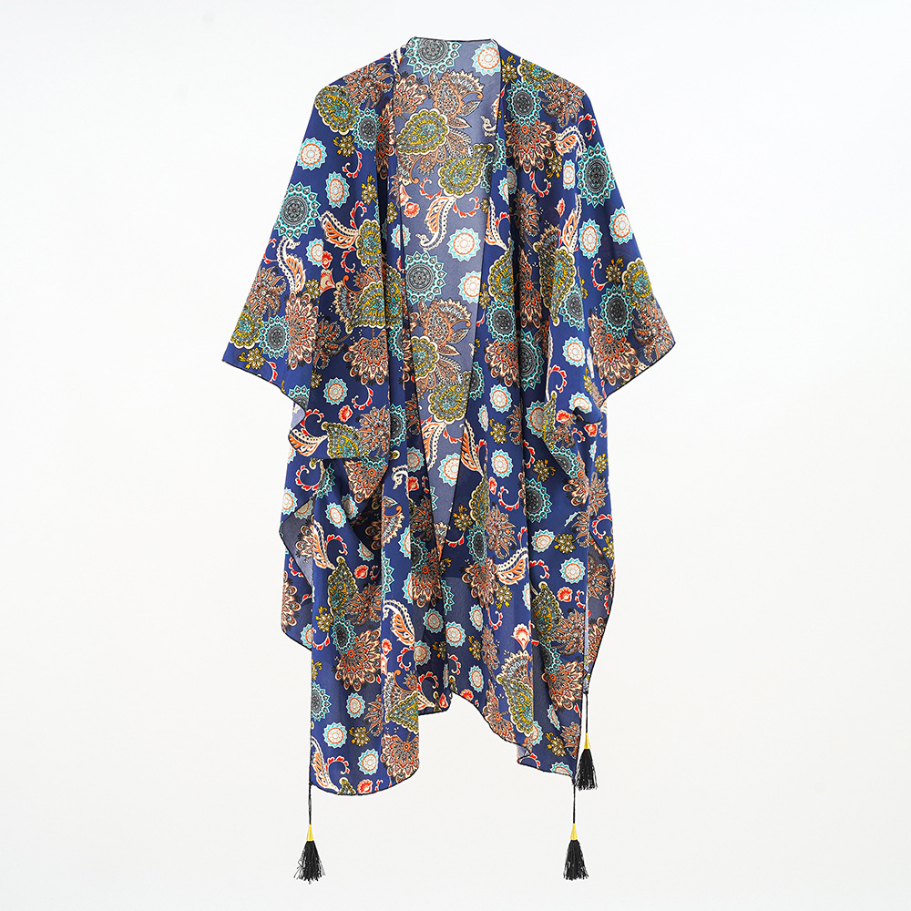Camisa de gasa las mujeres del verano estilo coreano moda vestir prendas exteriores cardigan abrigo playa transparente ropa protección solar image 6