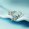 Small clear diamond leaves, branches, split women's rings Fashionable and cold air openings can adjust sweet temperament