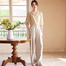 短袖衬衫女设计感小众短款2024年夏季时尚气质女装洋气雪纺上衣女