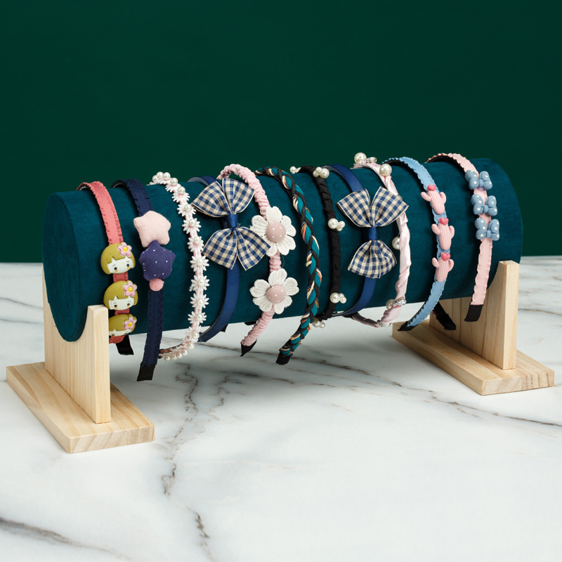 头箍发箍展示架头饰发卡头绳发圈饰品收纳架手链手串绒布首饰架子