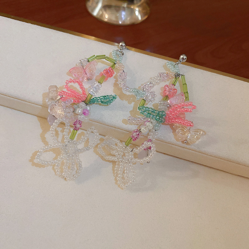 Pendientes de mariposa de cristal artificial degradado de aguja de plata chapado en oro real 2025 nuevos pendientes pendientes de moda exquisita mujer