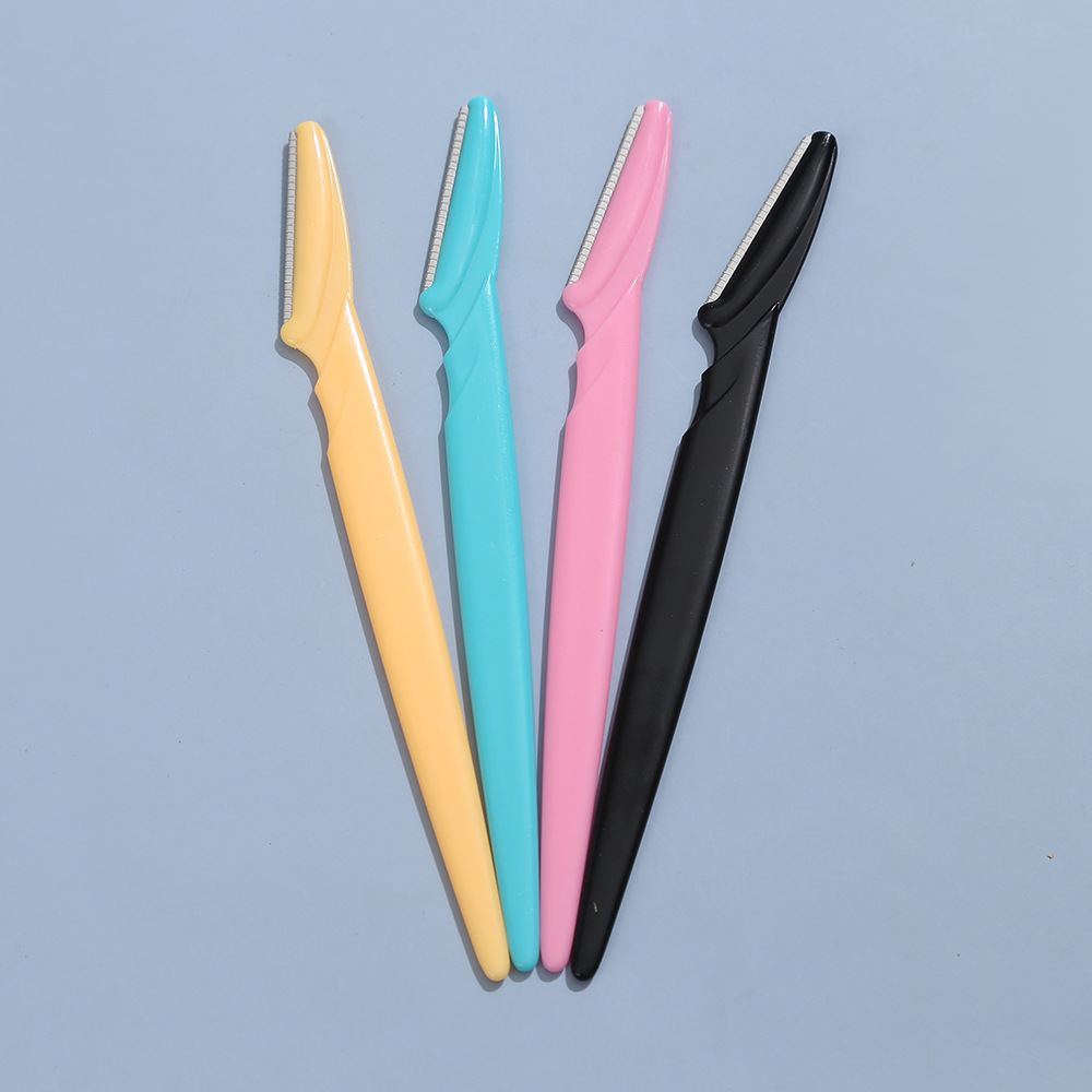 Maquinilla de afeitar simple para cejas con mango recto para principiantes, paquete de 3 con tarjeta de succión, segura para principiantes, herramienta de belleza portátil para mujeres.