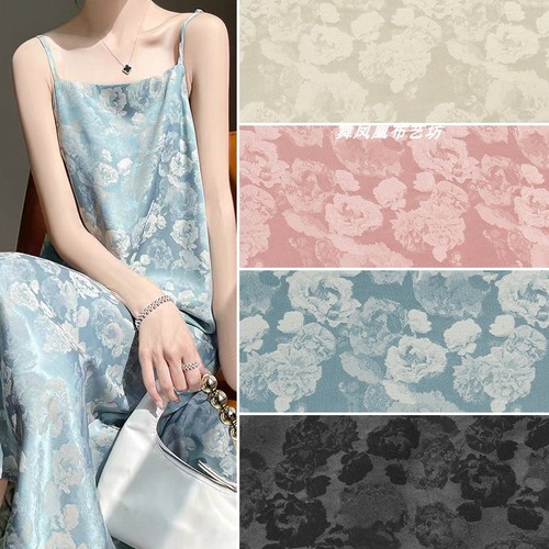 Floral Rose Acetate Lined Fabric Summer Dress Shirt Cheongsam National Style Silk Cloth