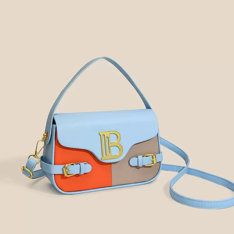 跨境高级感包包女斜挎包撞色拼接女包盒子包多色质感轻奢通勤包