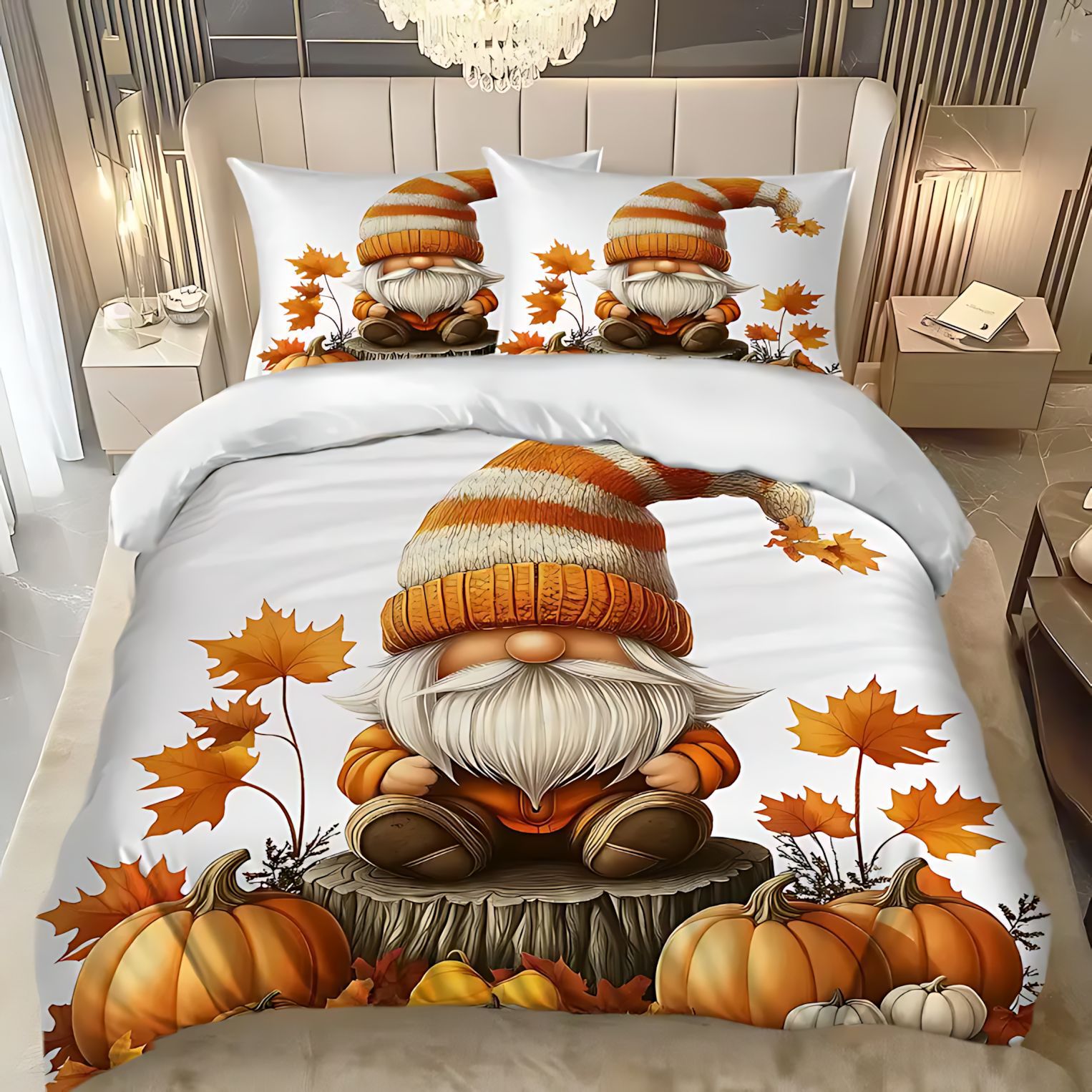 TEMU / JIT amazon adorable patrón enano impresión digital 3D Soft edredon kit para dibujar