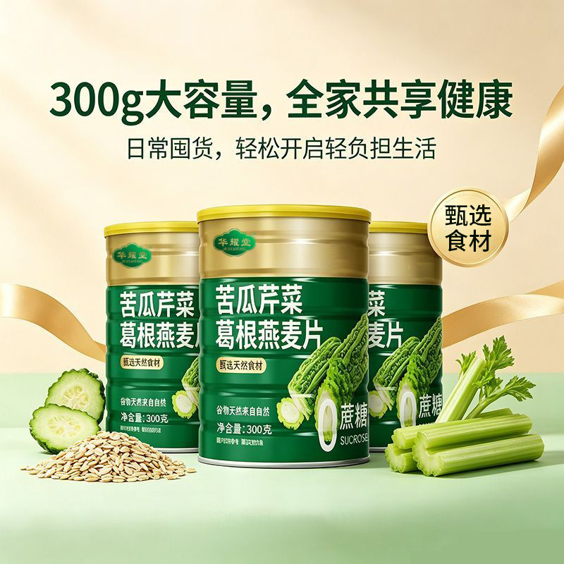 Bitter Melon Celery Kudzu Oatmeal Ku Gua Qin Cai Ge Gen Instant Meal Replacement 500g Sugar Free in use
