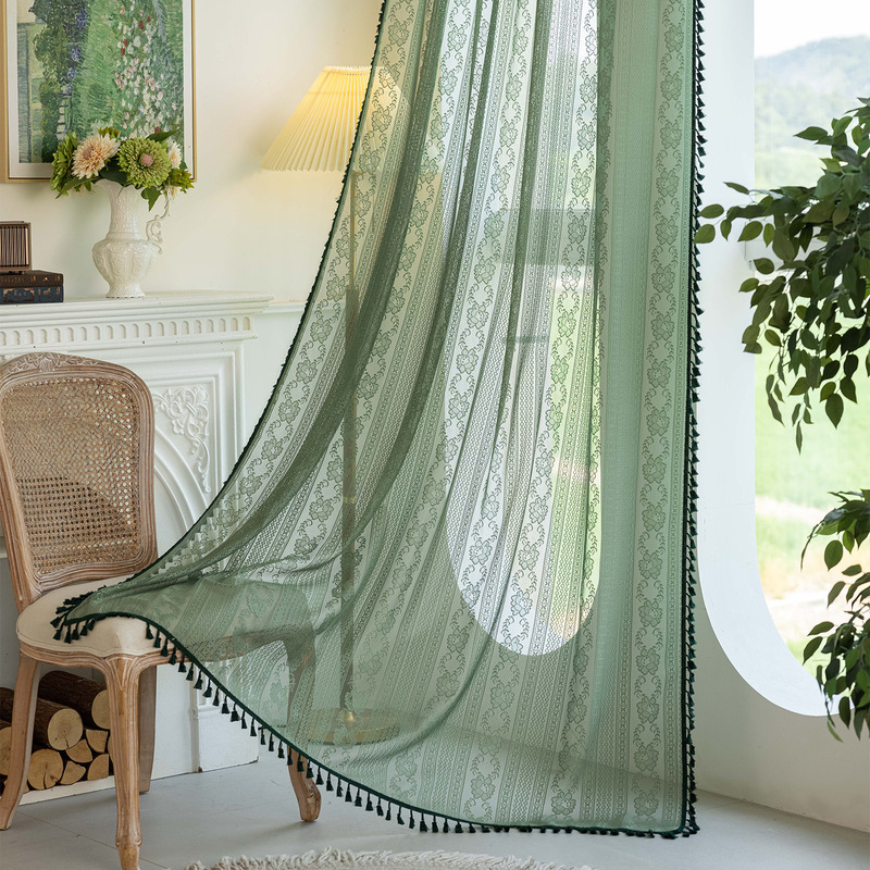 Cross-Border Jacquard Lace Transparent Window Screen Lace Living Room Bedroom Dining Room Balcony Pastoral Gauze Curtain Finished Product Manufacturer Wholesale Cross-Border Jacquard Lace Transparent Window Screen Lace Living Room Bedroom Dining Room Balcony Pastoral Gauze Curtain Finished Product Manufacturer Wholesale