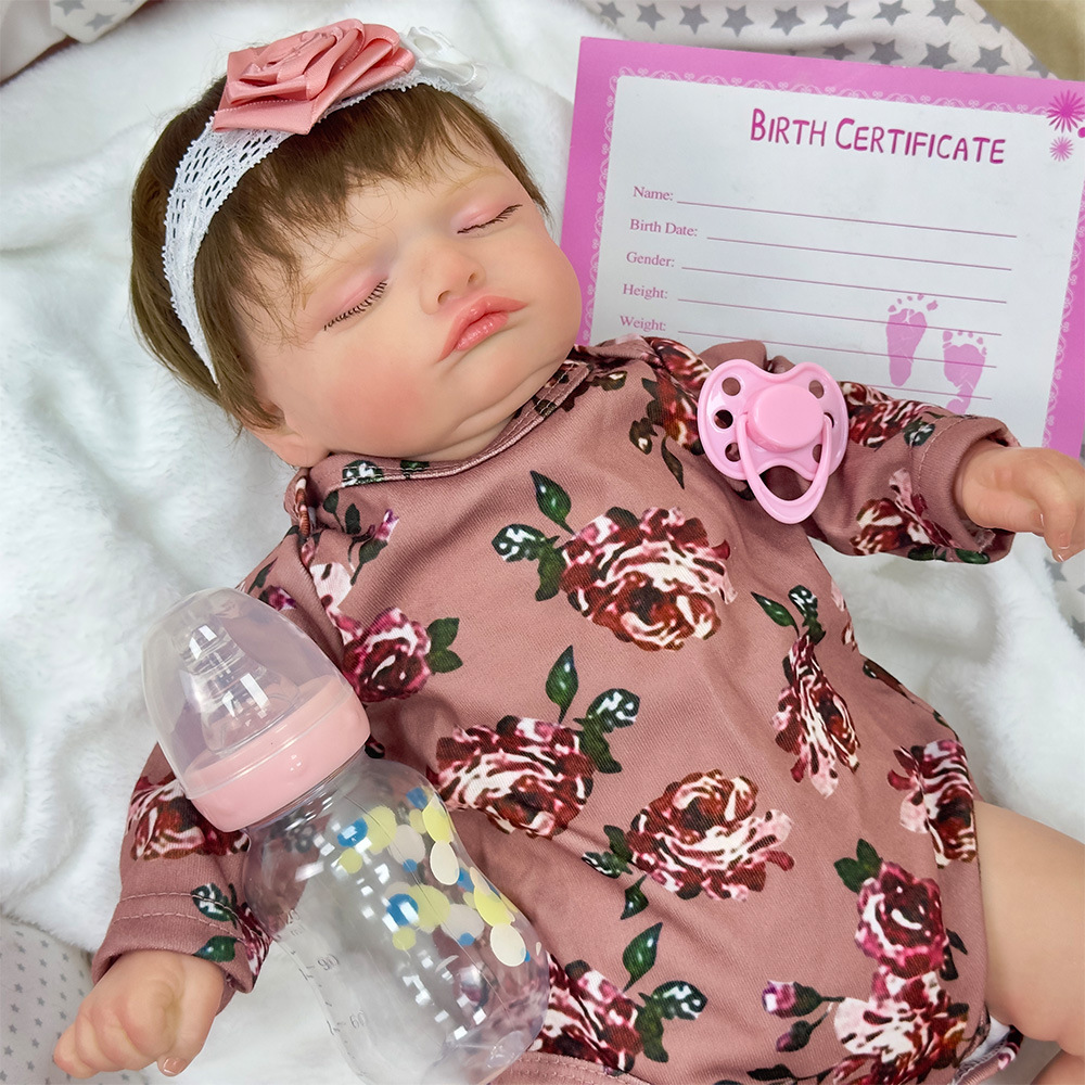 Una muñeca de 18 cabellos de color café pesado, altura de muñeca caliente, ropa de muñeca simulada pulgadas de bebé