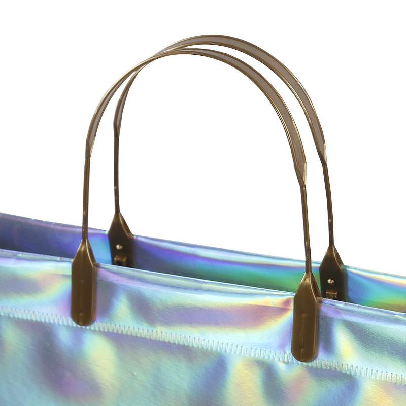 PVC colorido láser bolso de plástico transparente bolsa de regalo tienda de ropa bolsa de compras al por mayor bolsa de láser