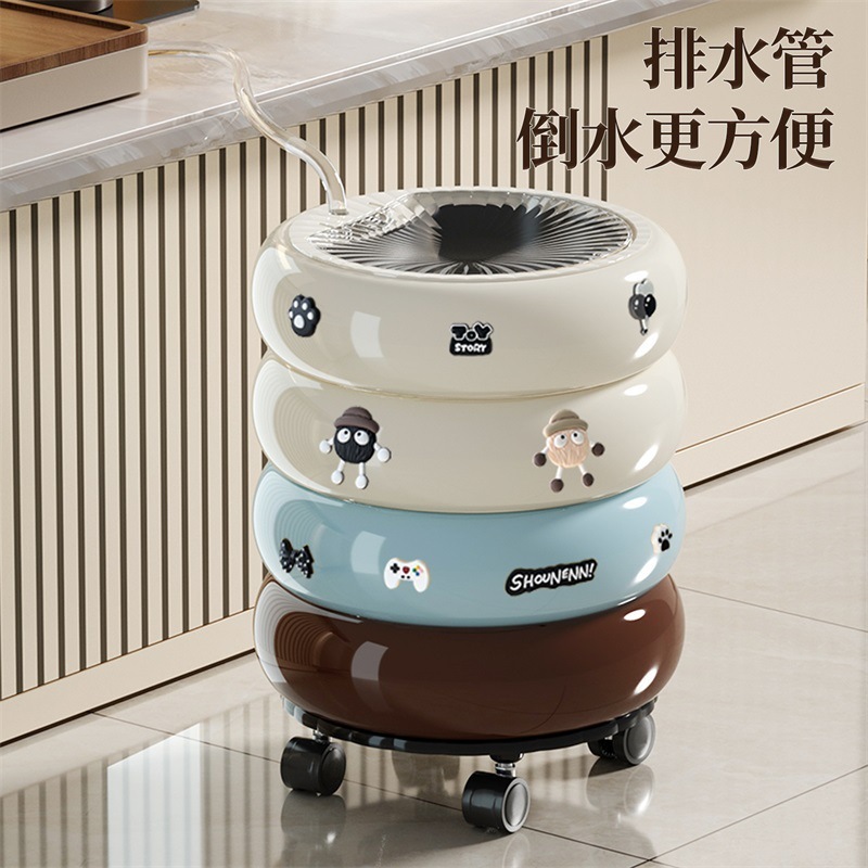 甜甜圈茶水桶家用客厅轻奢带盖垃圾分离过滤可移动茶道茶具茶渣桶|undefined