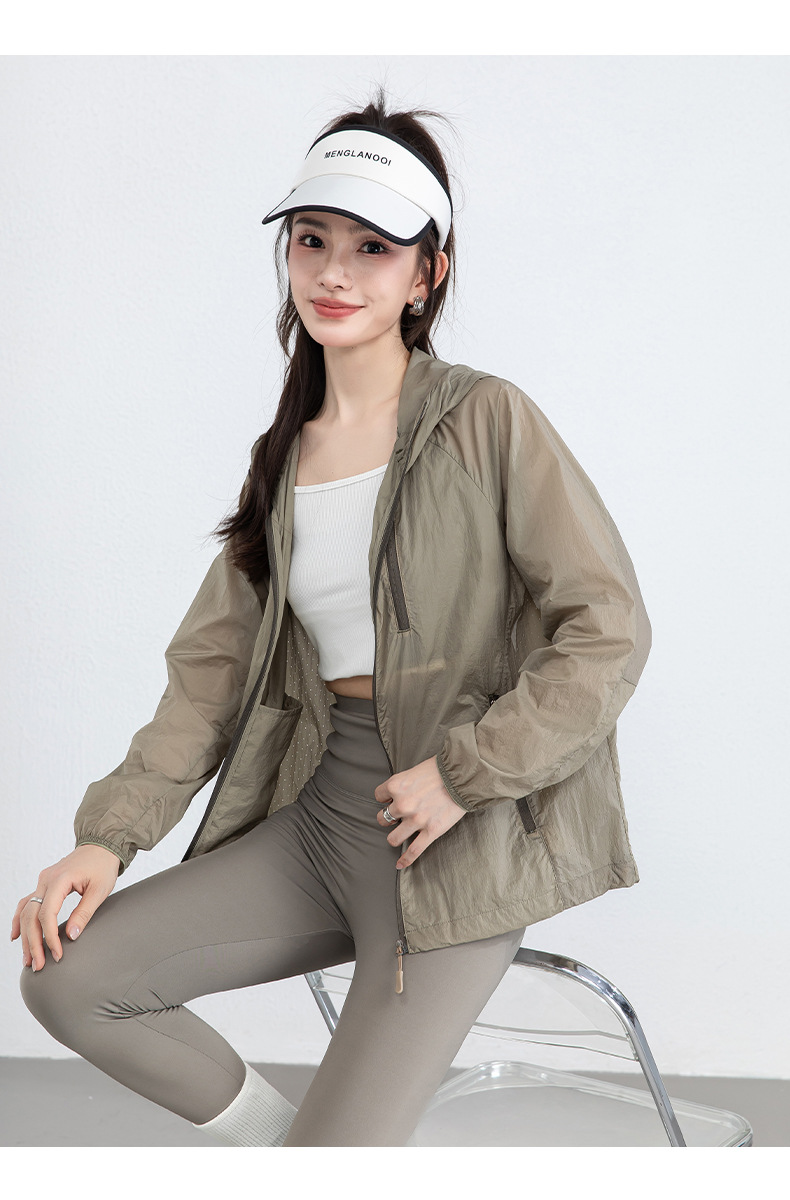 Áo chống nắng nam mũ trùm đầu dáng nhẹ thoáng khí — Xanh lá cây chi tiết 26