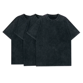 230g水洗做旧棉短袖t恤男潮牌美式圆领打底衫定制班服diylogo内搭