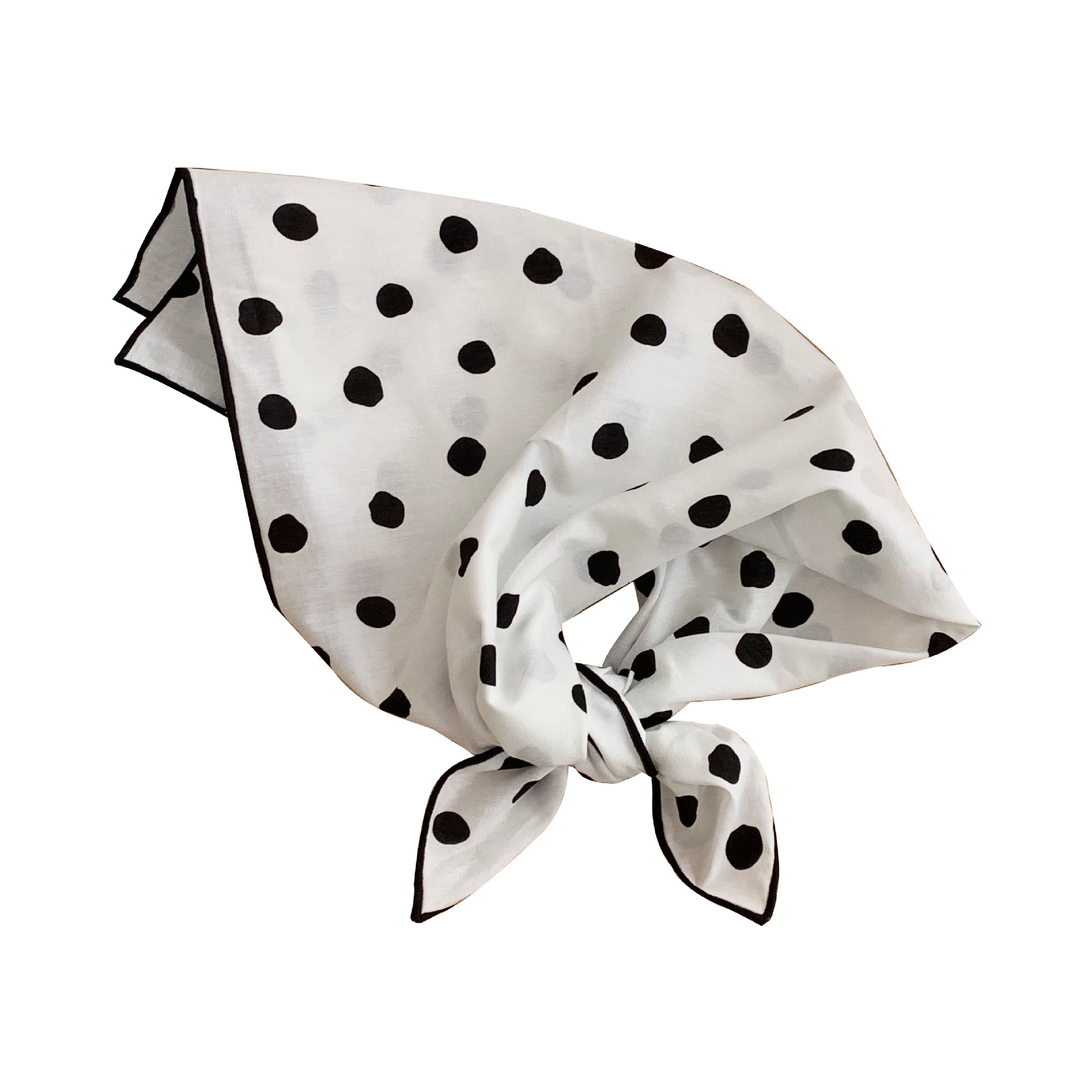 Pañuelo de seda Pañuelo cuadrado de algodón con lunares de alta calidad, bufanda decorativa de todo fósforo para mujer, pañuelo en la cabeza, bufanda delgada, chal pequeño