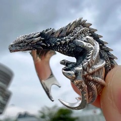 権遊龍の家族龍指輪手作り欧米レトロ小衆食指環覇気個性アクセサリー男性