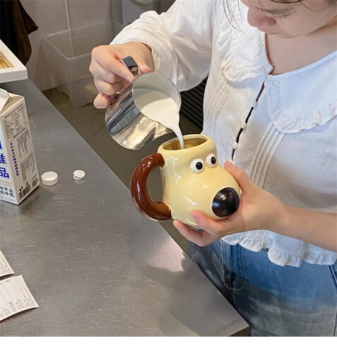 Leader Dog Hand-painted Ceramic Cup Creative Mug Children's Cute Breakfast Milk Oatmeal Cup Large Capacity Water Cup